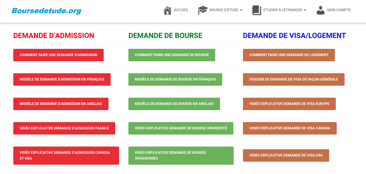 Demande d’admission pour étudier à l’étranger