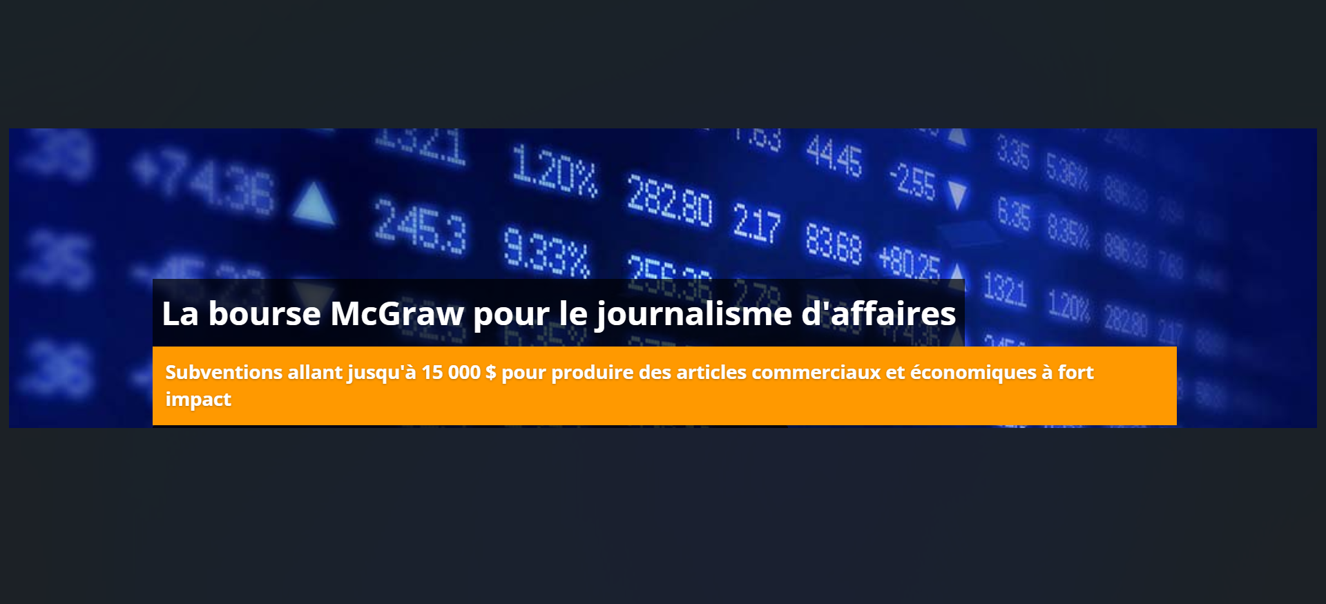 La bourse McGraw pour le journalisme d’affaires aux USA